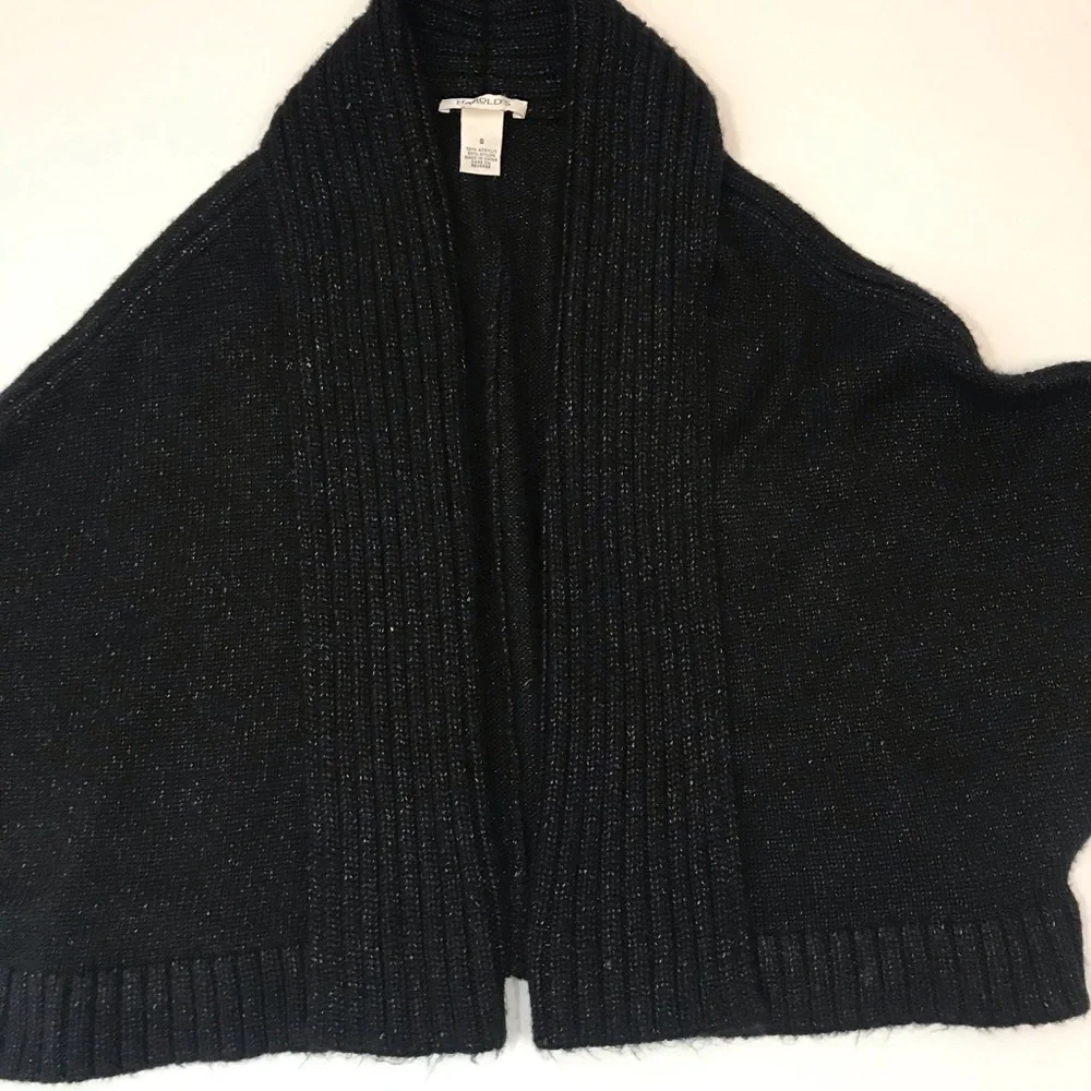 Harold’s Cropped Open Shrug Sweater, Black, S